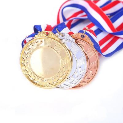 China All Around The World Custom Gold Plating White 3D Metal Sports Medal With Custom Ribbon for sale