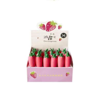 China 0.5mm Normal Wholesale Soft Fruit Strawberry and Carrot Decompression Gel Pen for sale