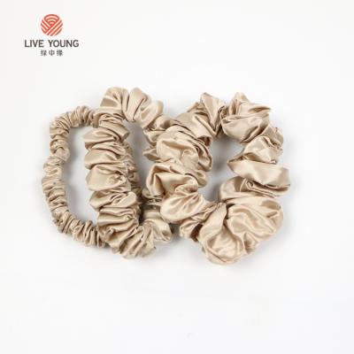 China Fashion good quality eco-friendly 100% mulbery silk scrunchies for hair elastic hair bands for girl custom for sale