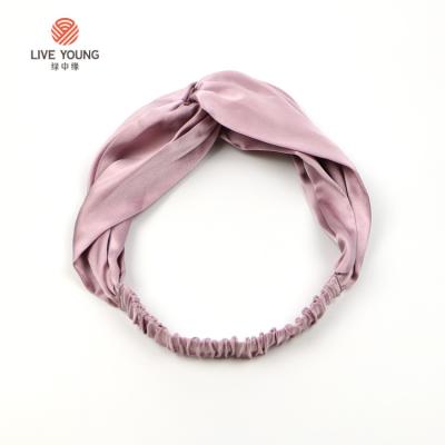 China Wholesale Custom LOGO Soft Satin 100% Fashion Pure Silk Makeup Hair Band For Girls Children for sale