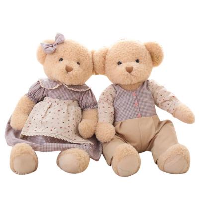 China Classic Plush Design Joined Plush Dressed Up Teddy Girl and Teddy Boy Couples Teddy Bear Toys for sale