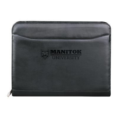 China Professional Faux Leather Travel Organizer Pouch With Low MOQ Pen Loop Binding Custom Logo Portfolios Padfolio for sale