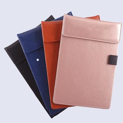 China PU Customized LOGO PU Leather Folder Bag Magnet Flip Envelope Document Paper Holder for sale