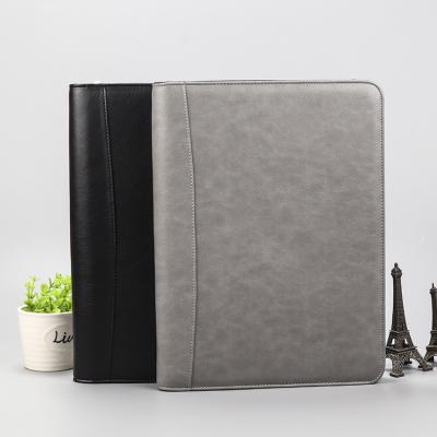 China Pen Loop Custom Logo Portfolio 3 Ring Binders Leather Padfolio Business Notebook Organizer with Zipper with Low MOQ for sale