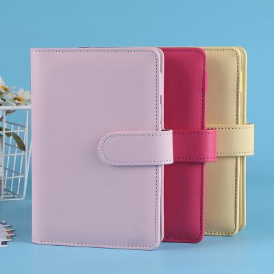 China Refillable 6 Ring Binder Hard Cover Book Notebook Leather Binder for Personal A6 Filler Loose Leaf Planner Binding Paper Cover for sale