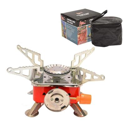 China Mini Outdoor Folding Metal Camping Stove Windproof Portable Ultralight Automatic Oven Gas Stove Backpacking Rise for sale