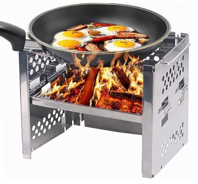 China Wood Burning Camp Stoves Picnic BBQ Cooker / Potable Folding Backpacking Stove 23*17*5CM Stainless Steel for sale