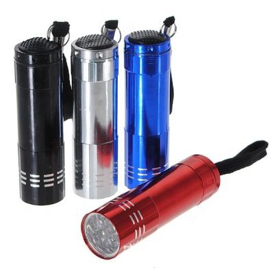 China Wholesale Metal Aluminum 9 Emergency Metal Mini Torch With Customized LOGO LED Flashlight for sale