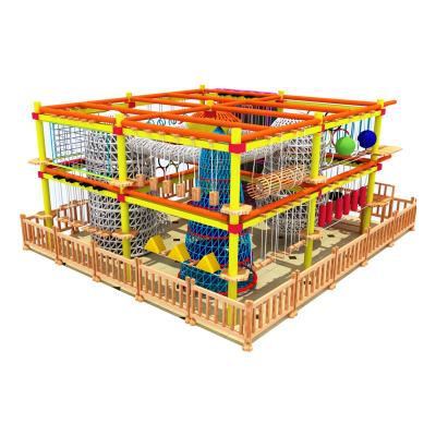 China Metal Kids Indoor Playground Equipment Big Adventure Fort with Rope Net Naughty Indoor Play Area for Children on Sale for sale