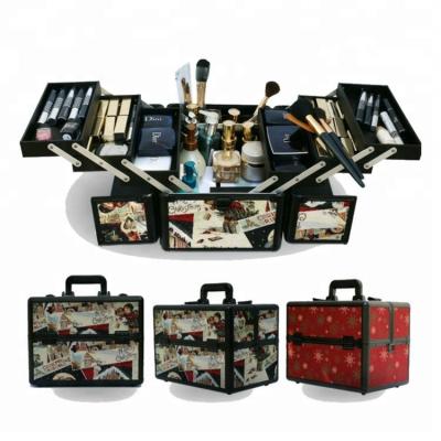 China HAPUTA Large Capacity Red Fancy Makeup Case Vanity Makeup Box For Makeup Artists for sale