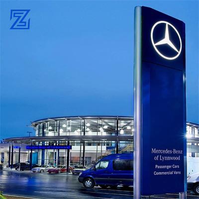 China Outdoor Standing Luminous Outdoor Pylon Sign 4S Mall Gas Station Sign Acrylic Aluminum Shop Sign for sale