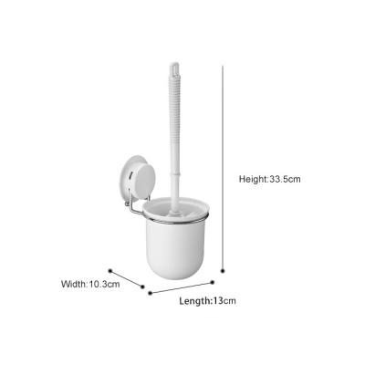 China Modern White Long Cup Handle Vacuum Washroom Toilet Brush and Holder Cleaning Set for sale