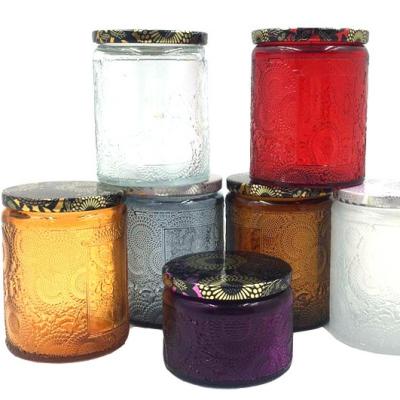 China Home Decoration Luxury Glass Jar Glass Holder Colored Glass Jar For 3oz 8oz 10oz Candle for sale