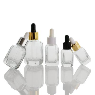 China Luxury Cosmetic Glass Bottle 10ml 20ml 40ml Square Essential Oil Square Dropper Bottle for sale