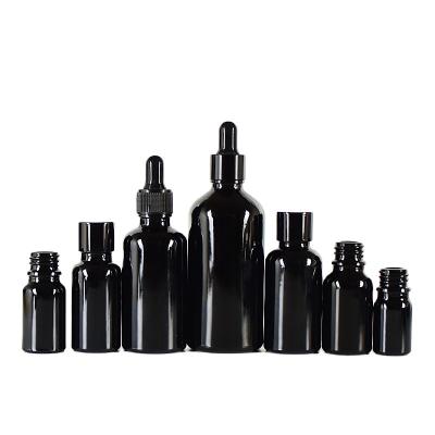 China Wholesale 5ml 10ml 15ml 20ml 30ml 50ml 100ml Cosmetic Matte Black Dropper Glass Bottle With Custom Printing for sale