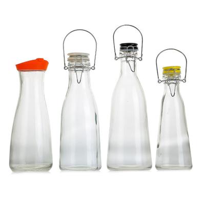 China Eco-friendly 1 liter home daily life beverage juice milk bottle glass, glass milk bottle with lid for milk and coffee for sale