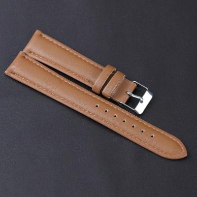 China 18mm Leather Watch Strap Khaki Soft Leather Watch Band With Stainless Steel Buckle Replacement High Quality Watch Band for sale