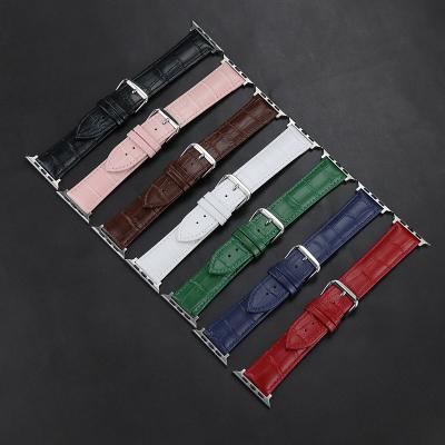 China Genuine Leather Band Buckle Leather Strap For Apple Watch 7 Watch Band 6 4 3 2 1Leather For iwatch 5 38mm 40 41mm 42mm 44mm 45mm Strap for sale