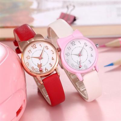 China Fashion Hot Sale Brand Cute Aishy Cartoon Kids Watch KT Cat Kids Watches Belt Watch For Girl Birthday Gift for sale