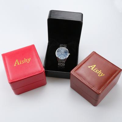 China Fanshion Aishy Watch Box Gift Clamshell Watch Packaging Box High End Leather Material Aishy Watch Assortment for sale