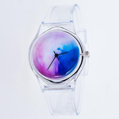 China Fashion\Luxury Transparent Starry Sky Watches Women Sport Casual Quartz Wristwatches Silicone Strap Ladies Transparent Cartoon Watch for sale