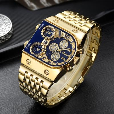 China Oulm Men's Military Waterproof Water Resistant Square Watches Male Wrist Watch Relogio Masculino Brand 3 Time Zone Luxury Stainless Steel Large Dial for sale