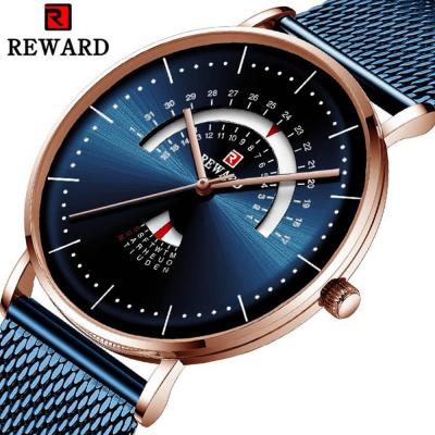 China TOP brand waterproof REWARD blue men watch male wristwatches 30m waterproof stainless steel with date high quality for sale