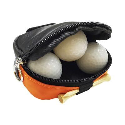 China Durable Leather PU Golfer Waist Pack Bag Golf Balls Pouch Storage Case and Tees Holder Pouch for 3 Balls for sale