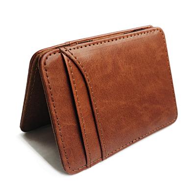 China Magic Wallet Vintage PU Leather Magic Wallet Money Clip Credit Card Holder for sale