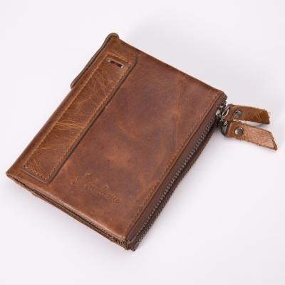 China No Crazy Horse Leather Man Wallet With Zipper Coin Pocket WT52 for sale