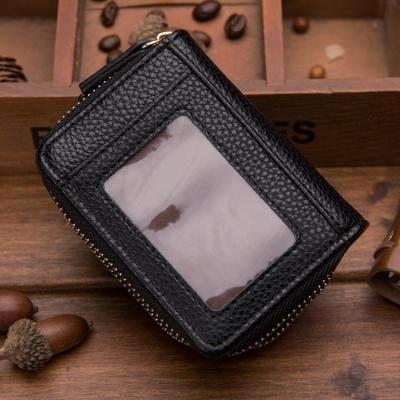 China Multi-Functional Money Clip Holder Mini Credit Card Wallet Vintage PU Zipper Wallet for sale