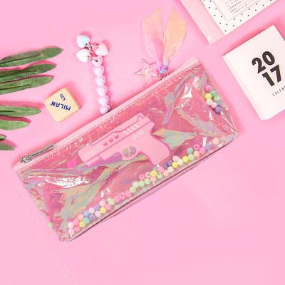 China Korean Style Girl Sequin Storage Bag Transparent Laser Pencil Case Zipper Bag NEW BEBETI for sale