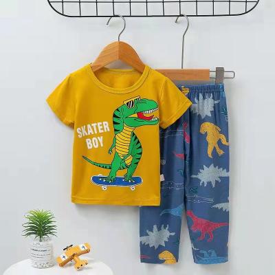 China Breathable pants and pajamas cartoon boys and girls short sleeved home pajamas spring and Autumn Casual Animal for sale