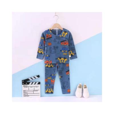 China Wholesale High Quality Autumn Spring Children Round Neck Cotton Sleepwear Cartoon Set Long Sleeved Pajamas for sale