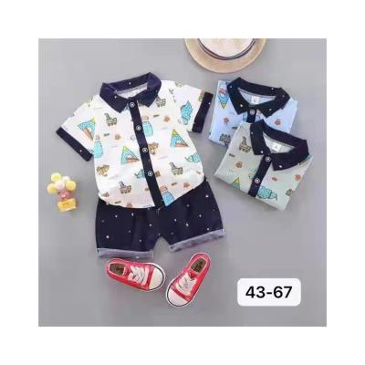 China Baby Casual High Quality Cheap Cotton Fashion Clothes Cartoon Breathable Summer Children Two Pieces Short Sleeves for sale