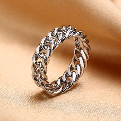 China CLASSIC Hiphop rings new arrivals high quality stainless steel gold plated cuban chain ring for women men  Rock rings for sale