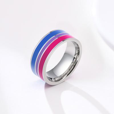 China CLASSIC 2022 New Stainless Steel Enamel Band Ring Men Women  Pride Rainbow Rings for sale