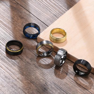 China CLASSIC anillos de carburo de tungsteno Matte Finish Silver Gold Black Tungsten Carbide Anillos rings for sale