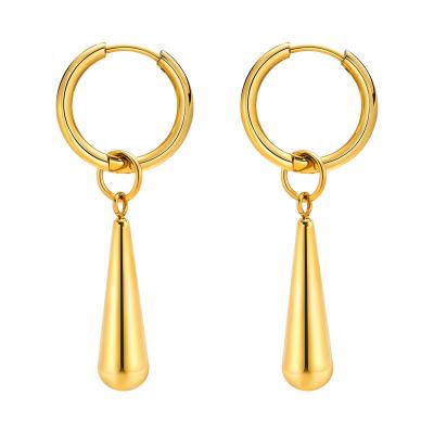 China TRENDY Wholesale Custom Stainless Steel Jewelry Gold Plated Geometric Long Plain Stick Bar Drop Hoop Earrings Minimalist Jewelry for sale