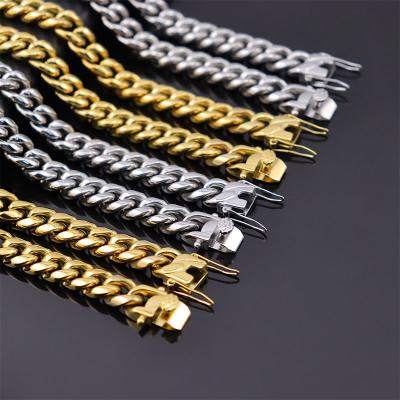 China Other Wholesale Necklace Jewelry Hip Hop Chain 316L Stainless Steel Miami Curb Cuban Link Chain for Mens Women for sale