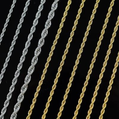 China Other Wholesale 2mm 3mm 4mm 5mm 6mm Hip hop 14k 18k Gold Plated Stainless Steel Jewelry Wholesale Twist Rope Chain Necklace for sale