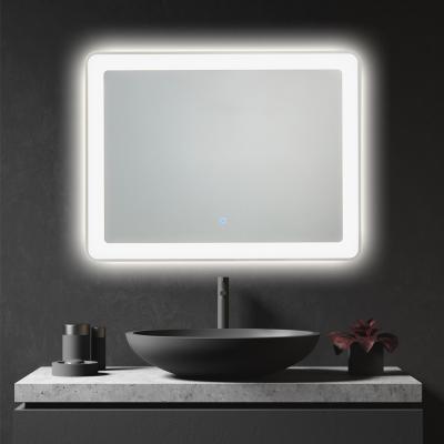 China Rectangle Illuminated Wall Mounted Bath Vanity Illuminated LED Mirror For Hotel Beauty Salon for sale