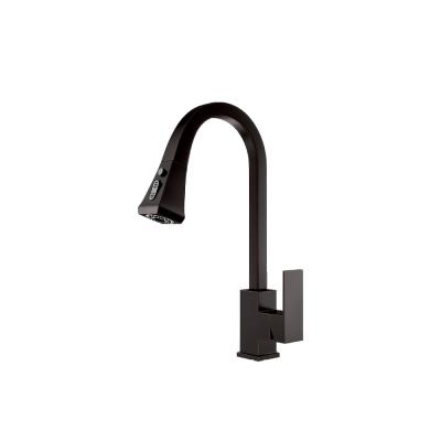 China TapHome Modern Single Handle Matt Black Coating Brass Faucet Pull Out Kitchen Mixer Tap for sale