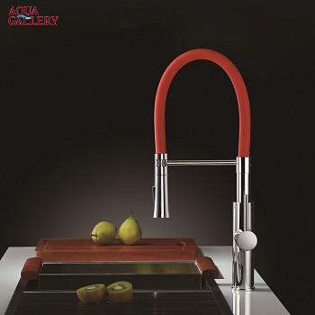 China Modern Red and Chrome Finished Brass Kitchen Faucet for sale