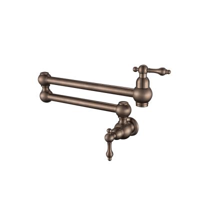 China Traditional Style Nickel Finish Contemporary Wall Mounted Brushed Brass Pot Filler Faucet for sale