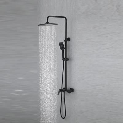 China With Sliding Bar Modern Brass Wall Mounted Supply Matt Black Finish Single Handle Hot And Cold Exposed Bath Faucet Shower Mixer for sale