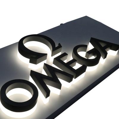 China Buildings Halo Lit Backlit Stainless Steel Illuminated Led Backlit Letter Logo Sign 3D Outdoor Light for sale