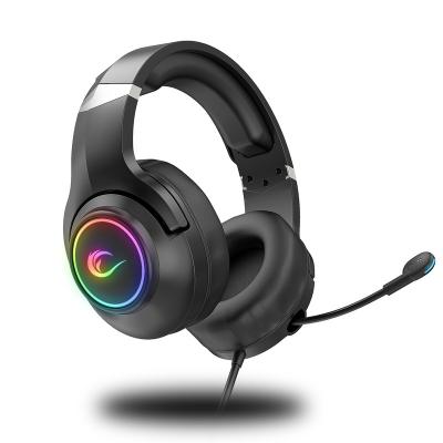 China Fast Charging Gaming Headsets With Colorful Lamp Headphones With Microphone Bass Stereo Over-Head Wireless Headphones for sale