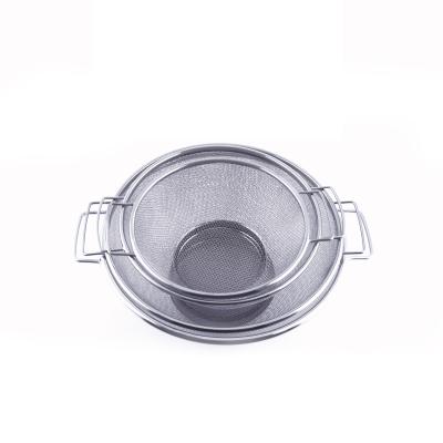 China Viable Steel Fine Mesh Colander Garden Basket Harvest Gather Basket For Vegetables Mesh Sieve Gift Basket for sale