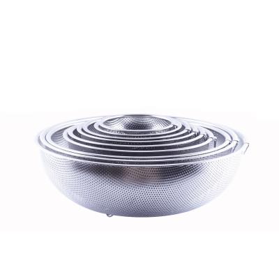 China Stainless Steel Punch Hole Basket Sieve and Colanders Sustainable Vegetable Rice Seal Food Sieve for Kitchen for sale